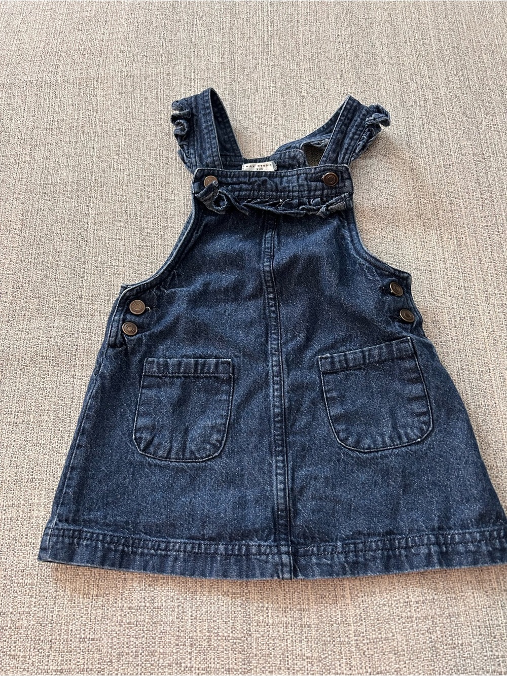 Max Studio Denim Overalls Dress for Kids - Dark Blue. Size 3T